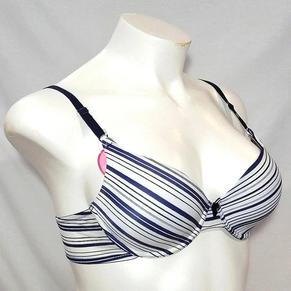 36D Maidenform 7959 One Fabulous Fit T-Shirt UW Bra Blue Stripe NWT - Picture 2 of 3